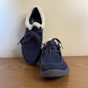 Ryka Avid Women's 7.5M Blue Faux Fur Lined Slip On Loafers Moccasins Comfort